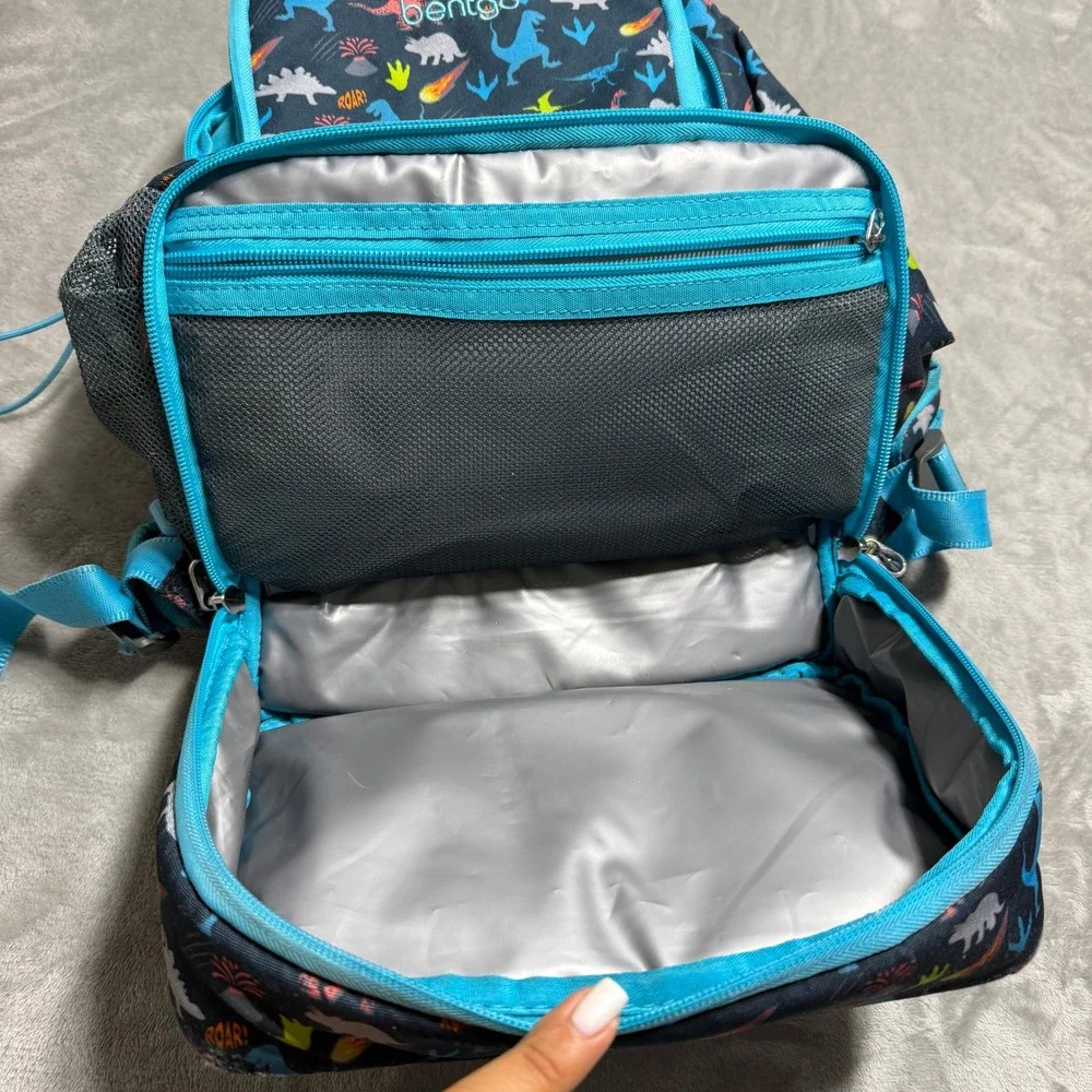 Bentgo Kids 2-in-1 Backpack Insulated Lunch Bag Dinosaur Print Navy Blue BGKBP-D
